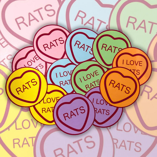 "I Love Rats" & "Rats" Hearts Vinyl Sticker