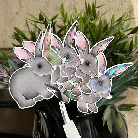 Grey Bunny Vinyl Sticker