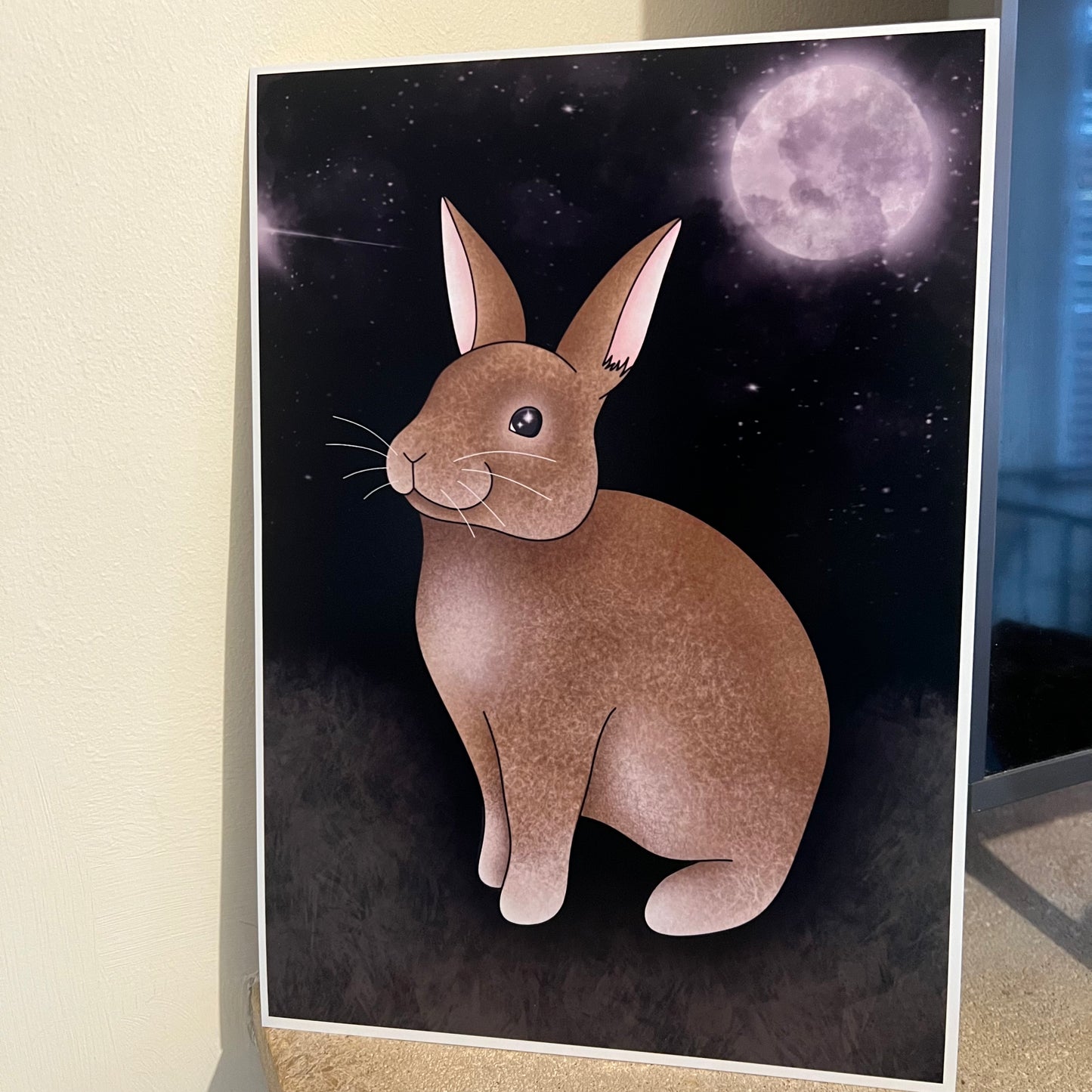 Stargazing Bunny Art Print