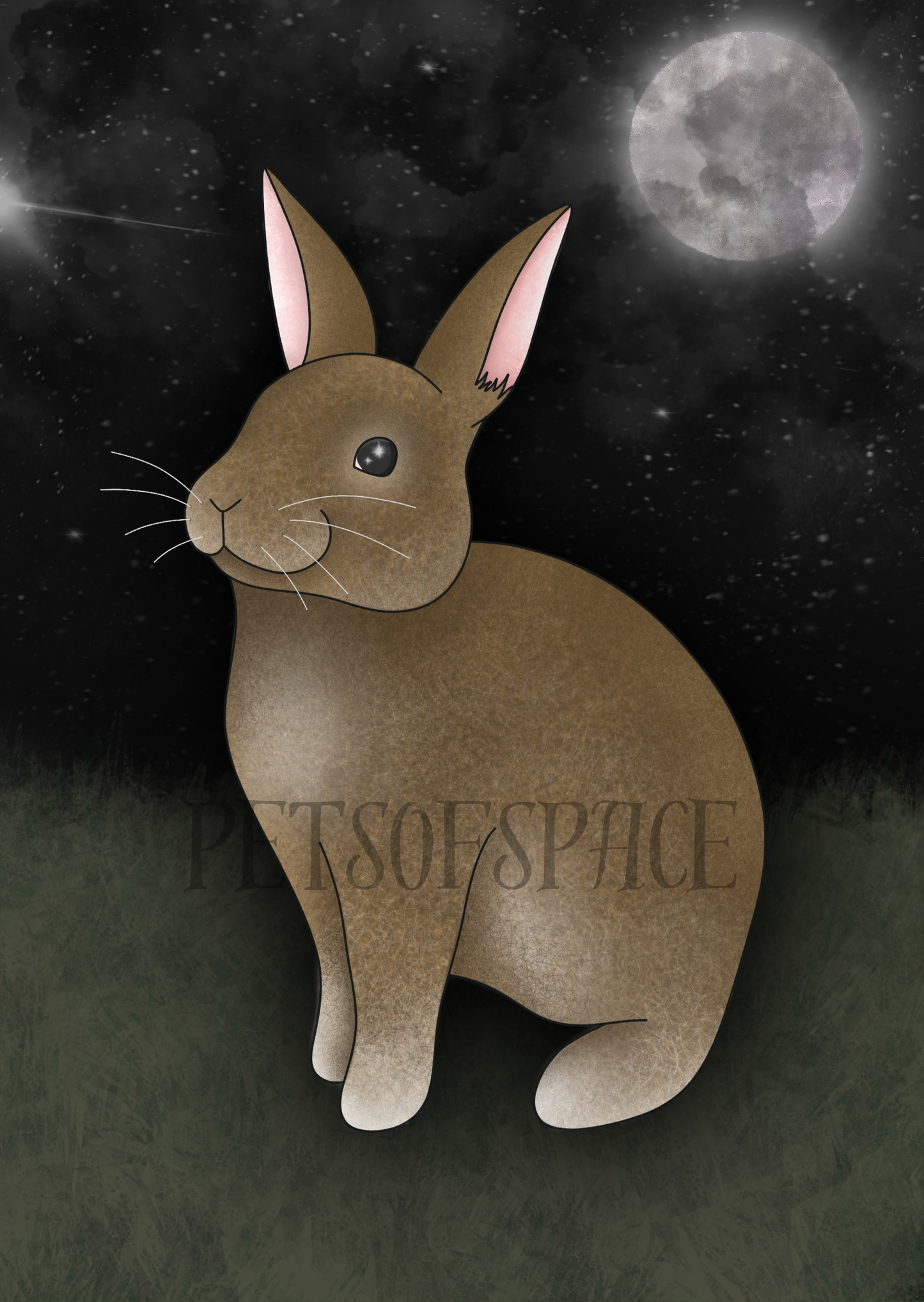 Stargazing Bunny Art Print