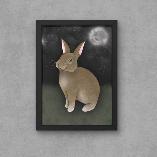 Stargazing Bunny Art Print