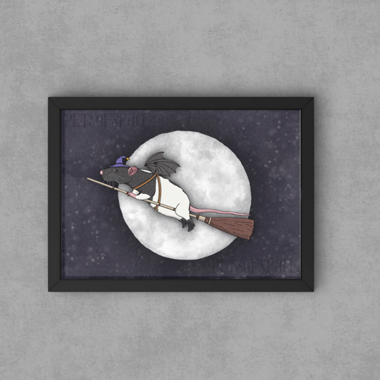 Flying Witch Rat Art Print